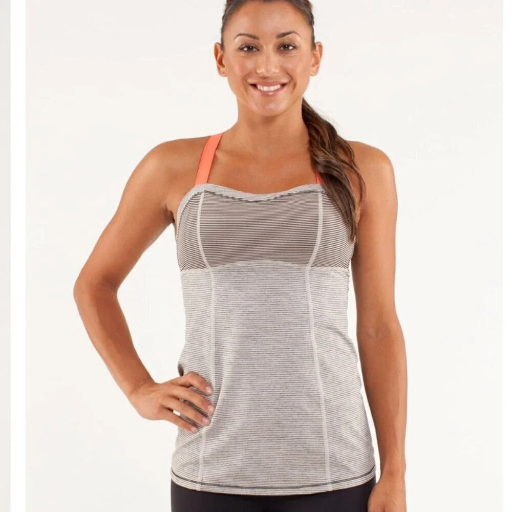 Lululemon Catch‎ Me Tank size 2 Tonka Stripe Cashew Black